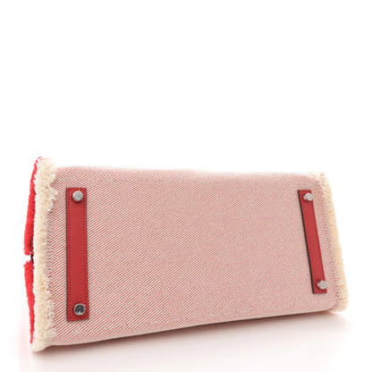 Hermes Swift Twill H Fray Fray Birkin 35 Rouge de Coeur Ecru 4 of 11