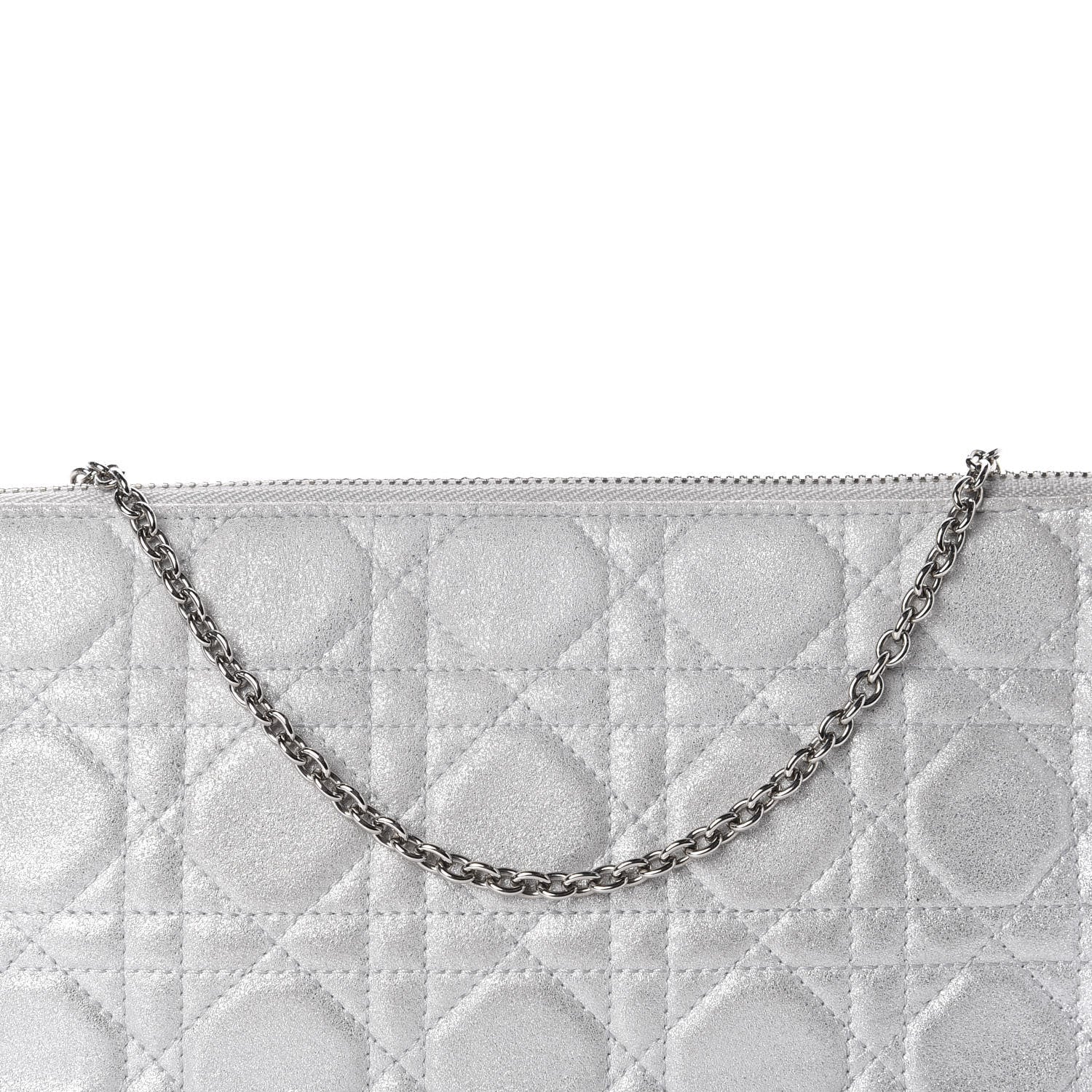 Christian Dior Metallic Lambskin Cannage Chain Pouch Silver 9 of 9