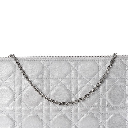 Christian Dior Metallic Lambskin Cannage Chain Pouch Silver 9 of 9