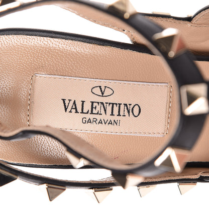 Valentino Garavani Pebbled Calfskin Rockstud Ankle Strap Pumps 36 Black 6 of 10