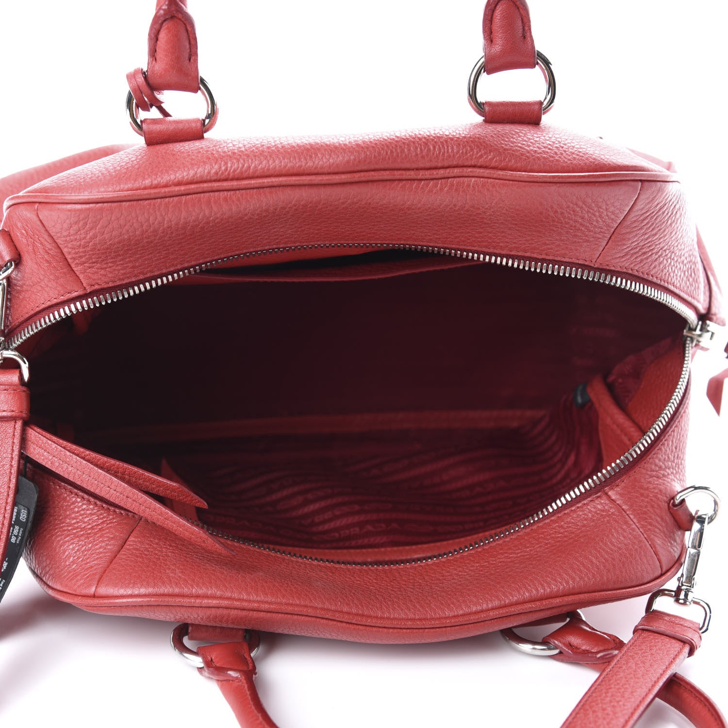 Prada Vitello Daino Satchel Rosso 4 of 9