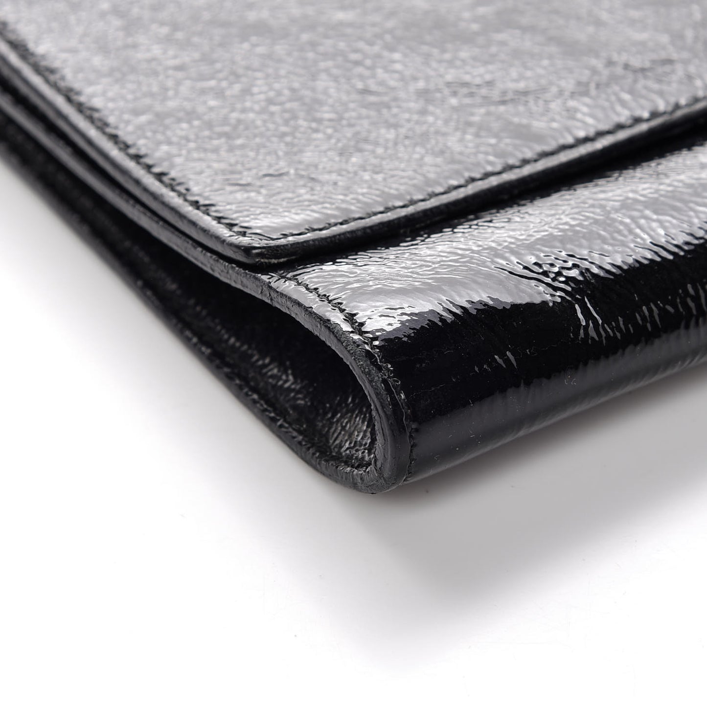 Textured Patent Monogram Large Belle De Jour Clutch Black