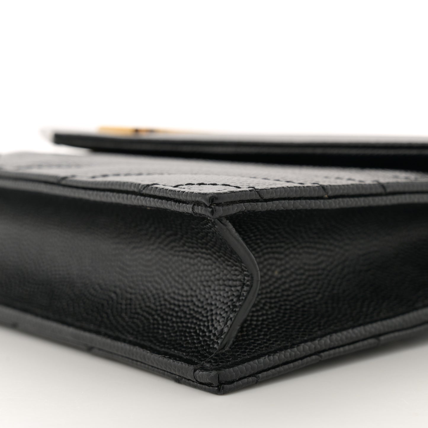 Grain De Poudre Matelasse Chevron Monogram Envelope Chain Wallet Black
