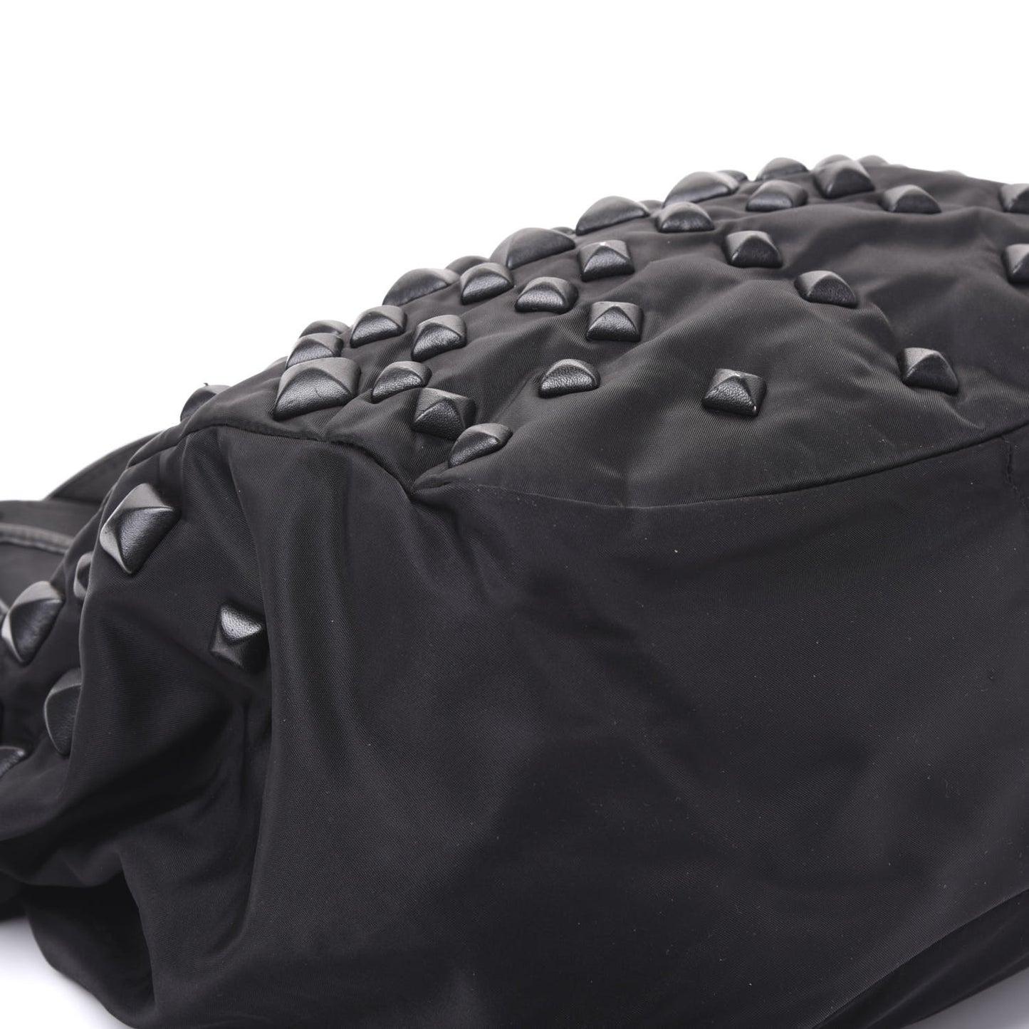 Nylon Studded Shoulder Bag Black