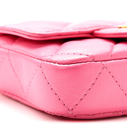 Chanel Lambskin Enamel Quilted Mini Chain Belt Bag Pink 10 of 11