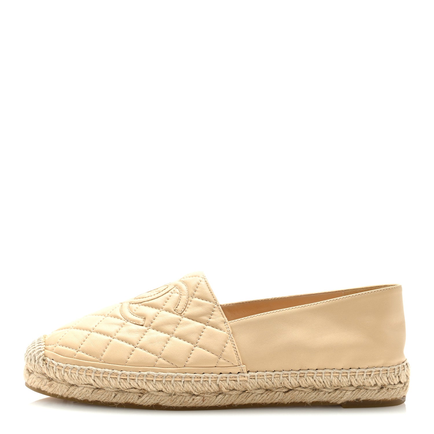 Chanel Lambskin Quilted CC Espadrilles 40 Beige 1 of 9