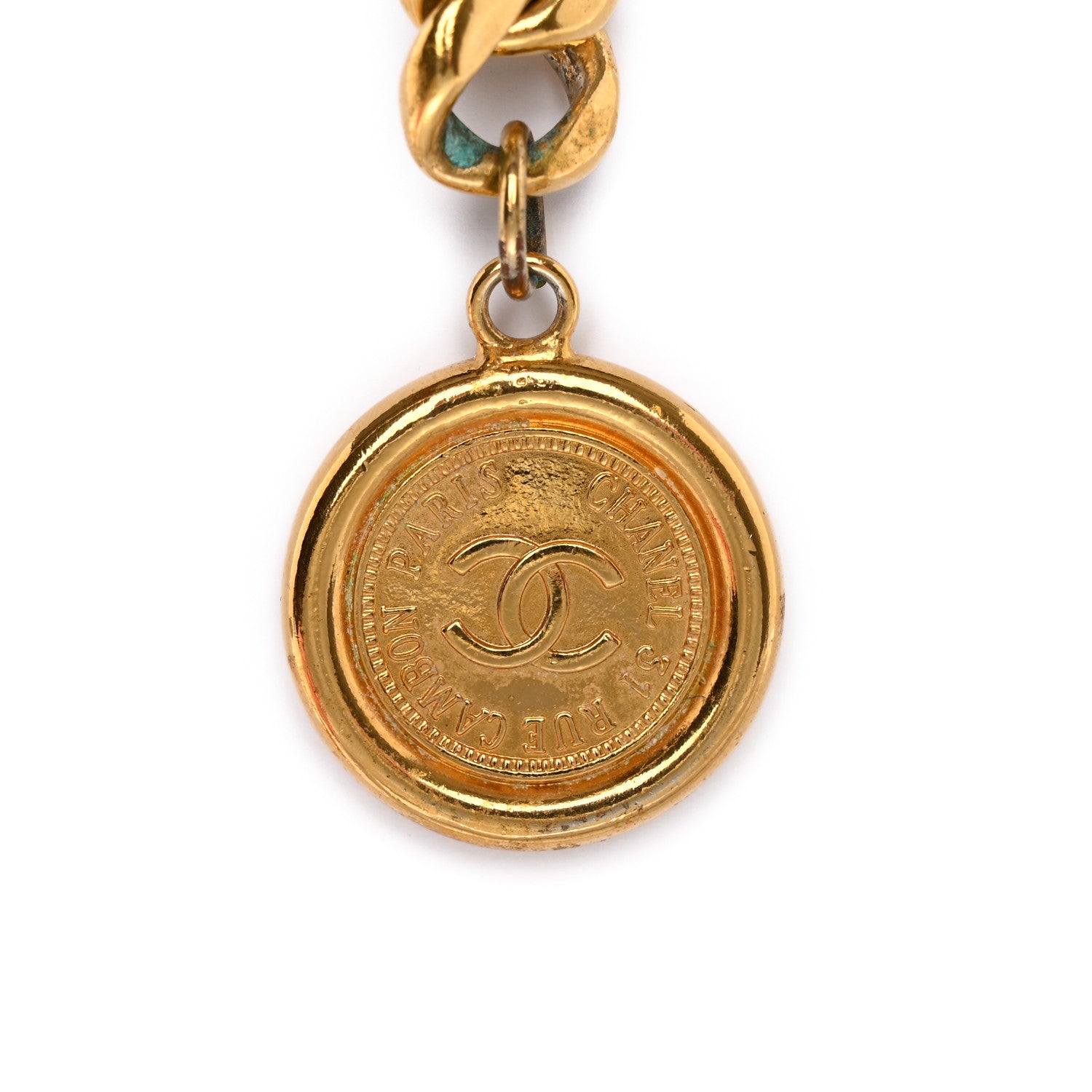 Chanel Metal Chain CC Medallion Belt Gold 3 of 7