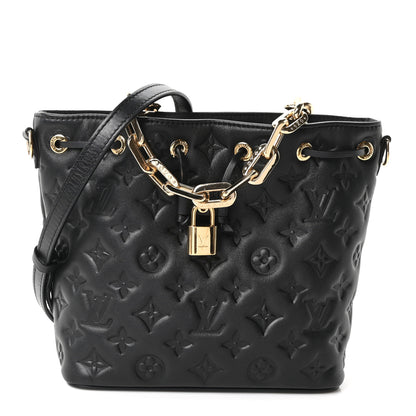Louis Vuitton Lambskin Embossed Monogram Coussin Bucket Black Black 1 of 9