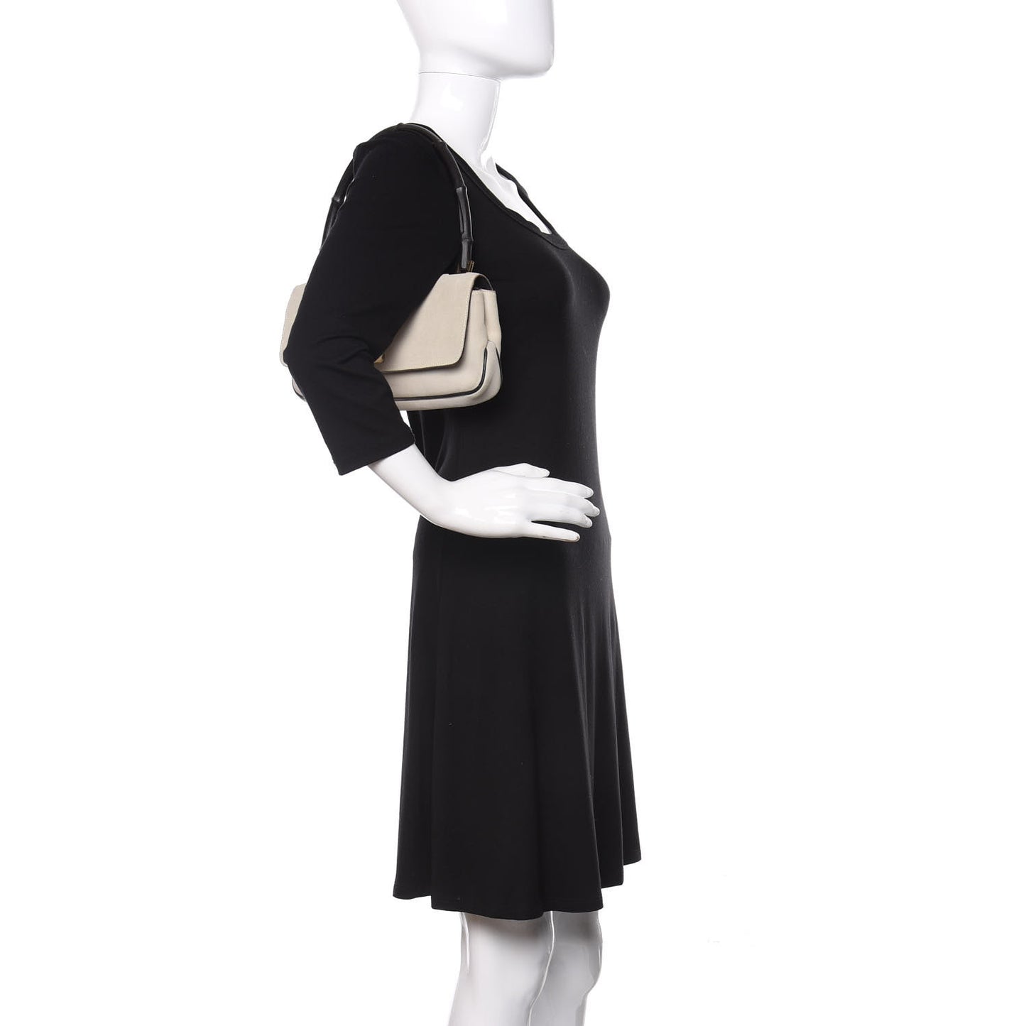 Suede Bamboo Handle Shoulder Bag White