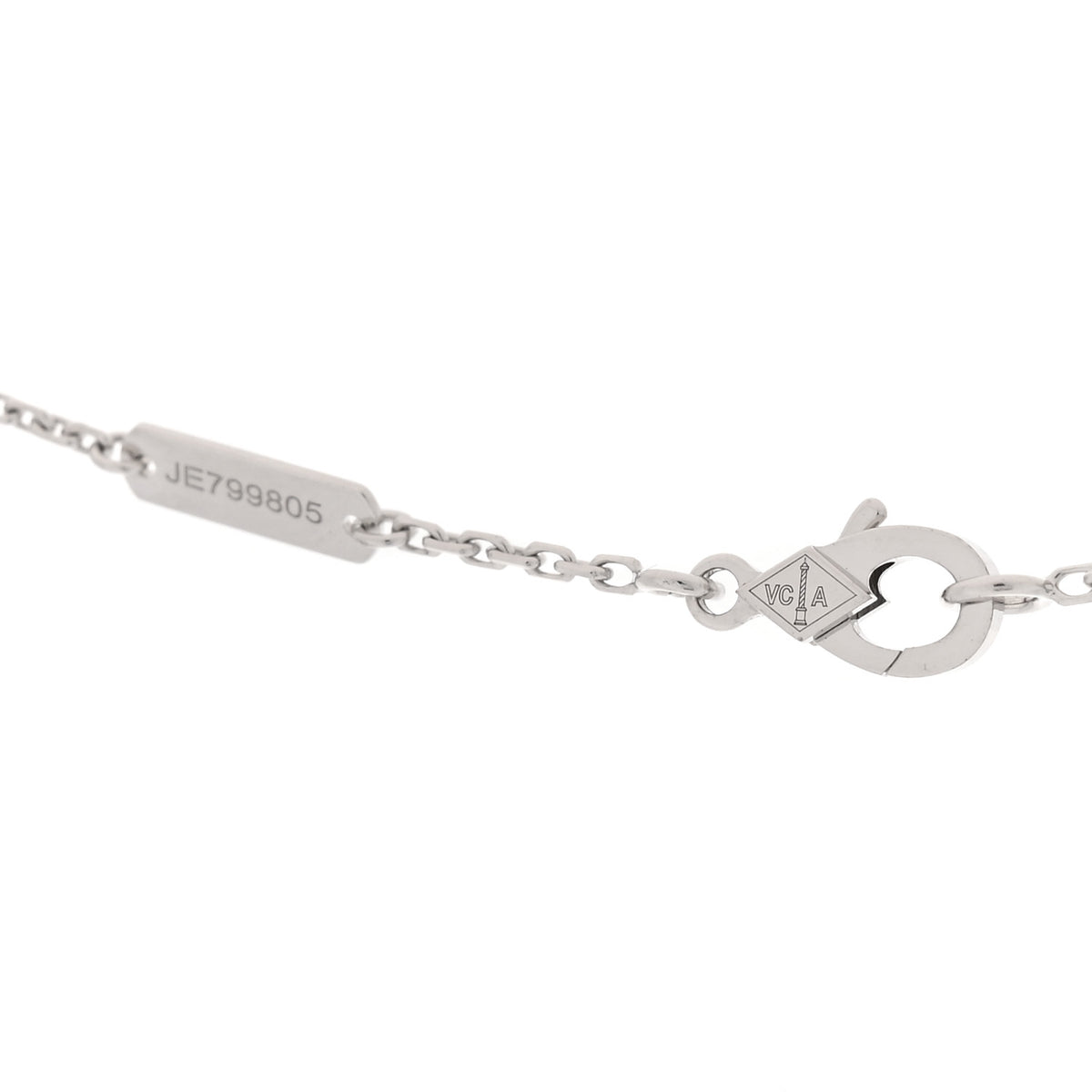 18k White Gold Chalcedony Vintage Alhambra Pendant Necklace