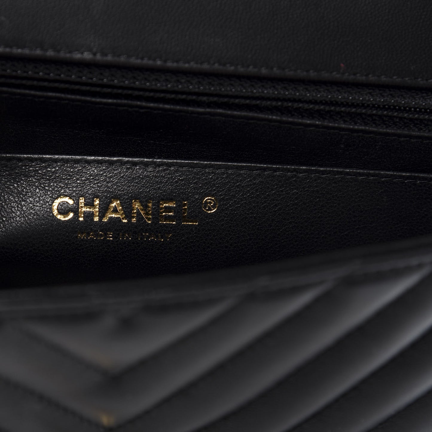 Lambskin Chevron Quilted Mini Rectangular Flap Black