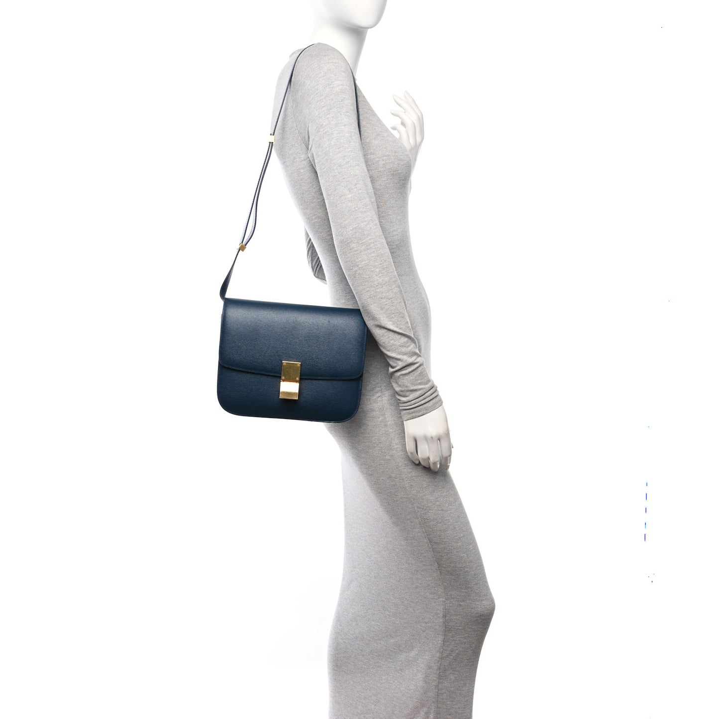 Liege Calfskin Medium Classic Box Flap Bag Dark Blue