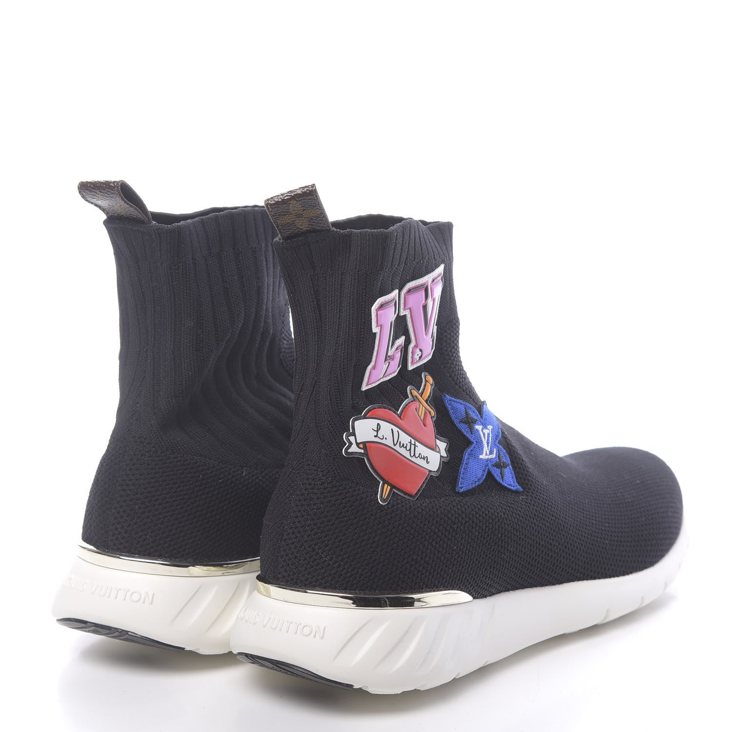 Louis Vuitton Stretch Fabric LV Black Heart Sock Sneaker 39 Black 4 of 8