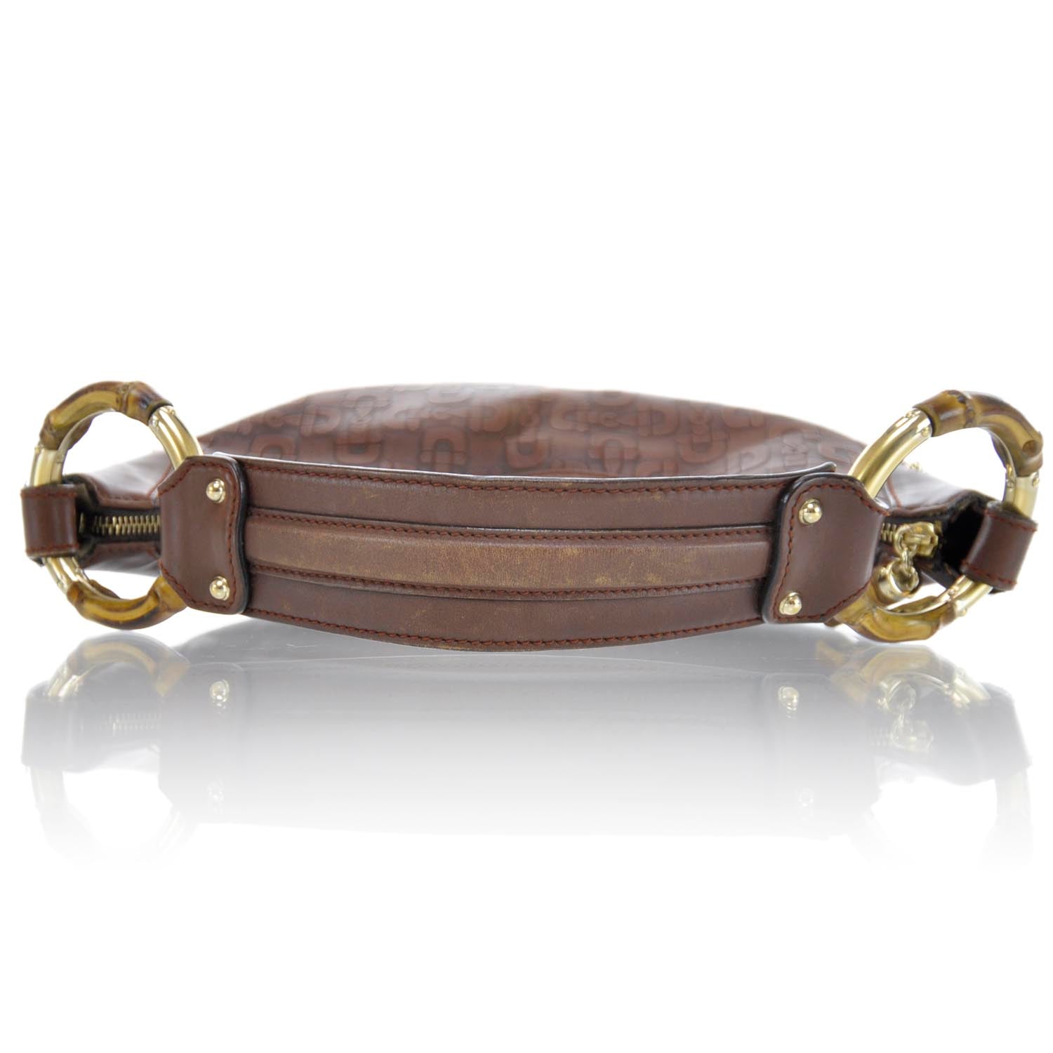 Gucci Leather Horsebit Embossed Bamboo Ring Hobo 4 of 11