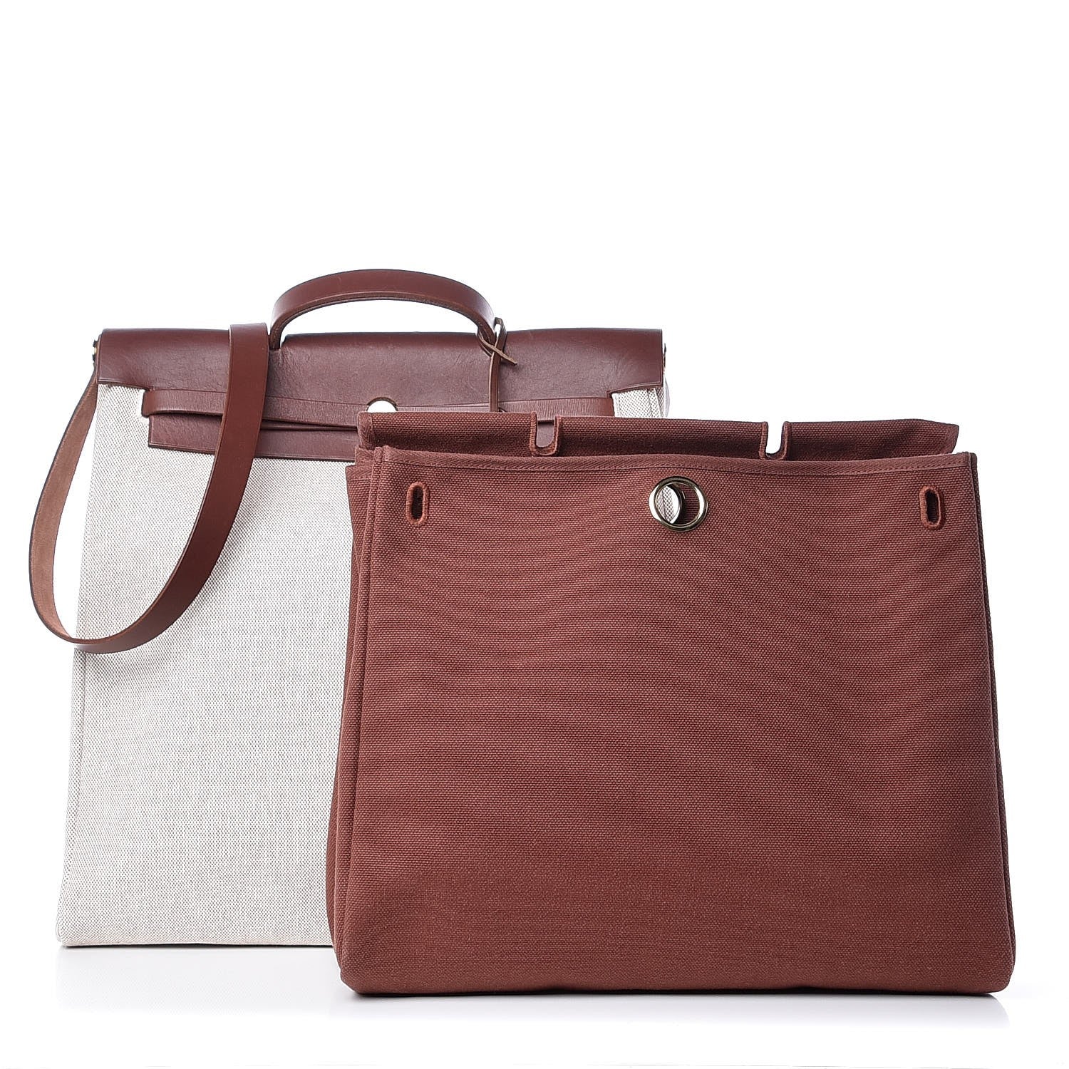 Hermes Toile Calfskin Herbag 39 GM Natural 3 of 8
