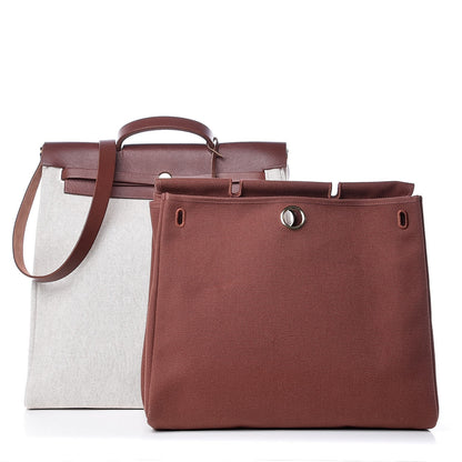 Hermes Toile Calfskin Herbag 39 GM Natural 3 of 8