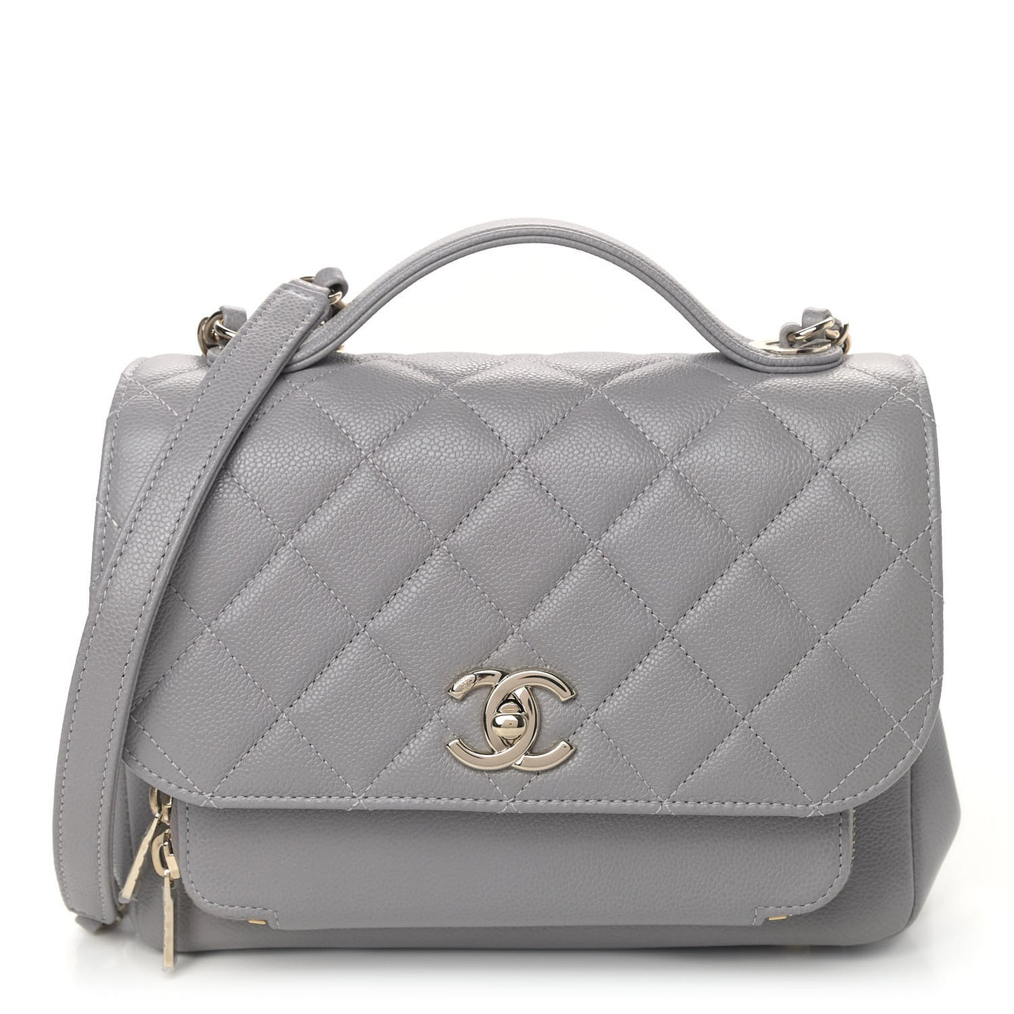 Caviar Quilted Medium Business Affinity Flap Grey