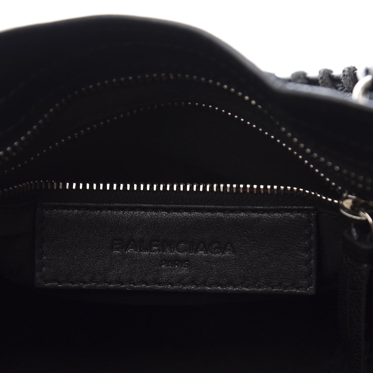 Chevre Silver Metallic Edge Hardware Mini City Black