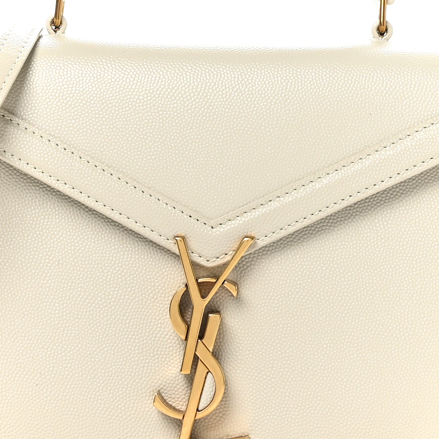 Saint Laurent Grain de Poudre Mini Classic Monogram Cassandra Top Handle Vintage White 8 of 10