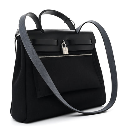 Hermes Military Toile Vache Hunter Herbag Zip Retourne 31 PM Black 4 of 11