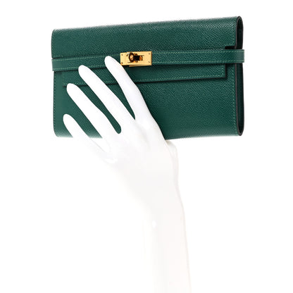 Hermes Epsom Kelly Longue Wallet Malachite 2 of 8