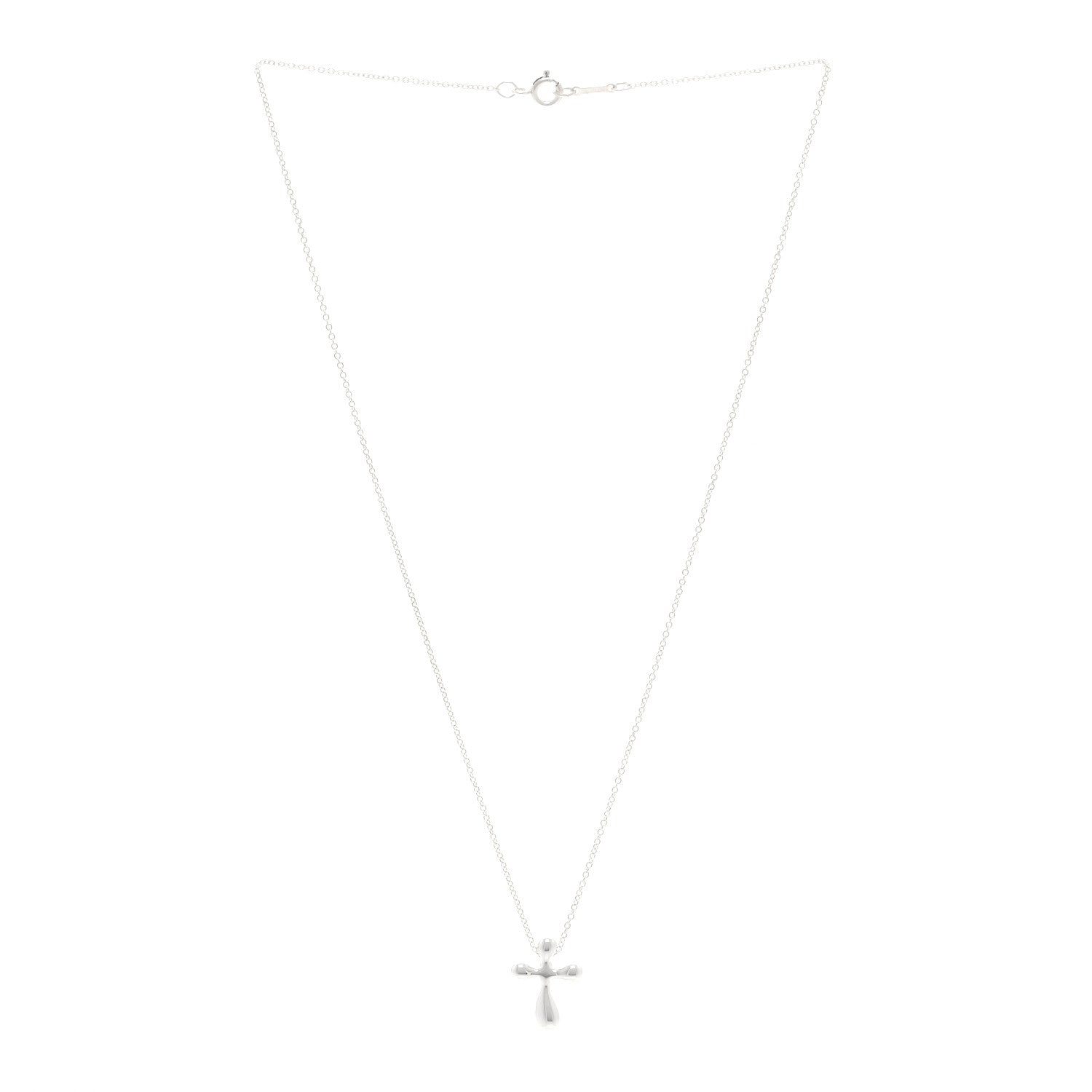 Tiffany Sterling Silver 12mm Elsa Peretti Cross Pendant Necklace 3 of 4