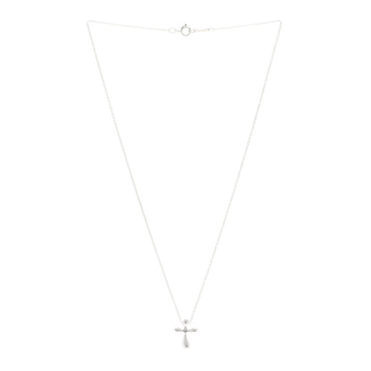 Tiffany Sterling Silver 12mm Elsa Peretti Cross Pendant Necklace 3 of 4