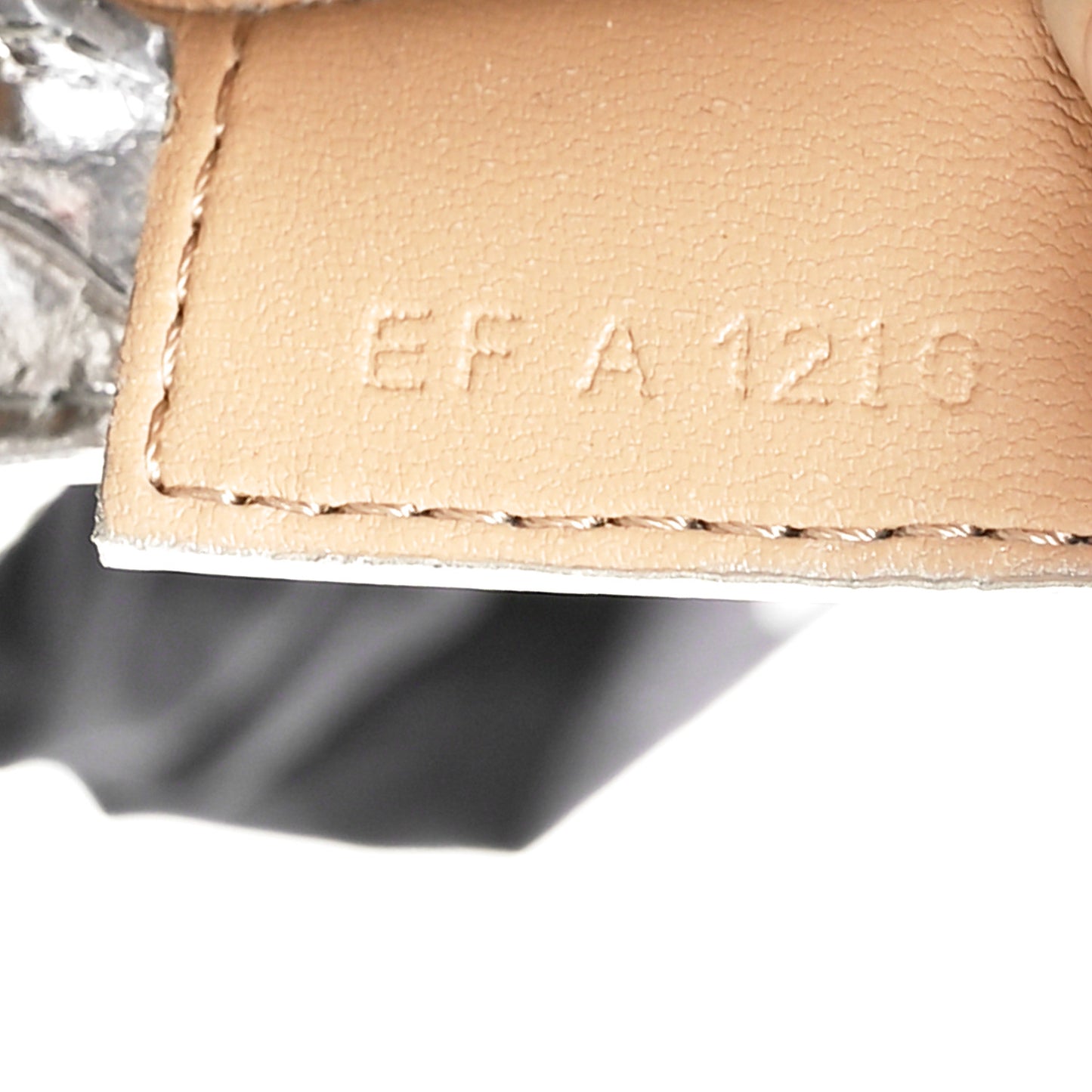 Metallic Calfskin Croc Embossed Small Cut Out Shoulder Bag Silver