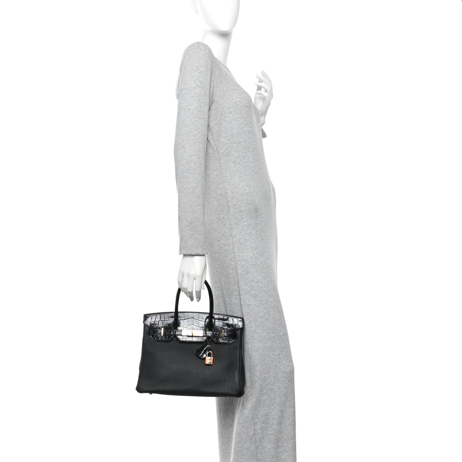Hermes Togo Shiny Niloticus Crocodile Birkin Touch 30 Black 2 of 12