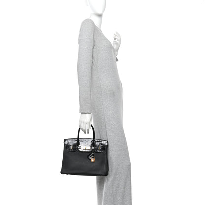 Hermes Togo Shiny Niloticus Crocodile Birkin Touch 30 Black 2 of 12