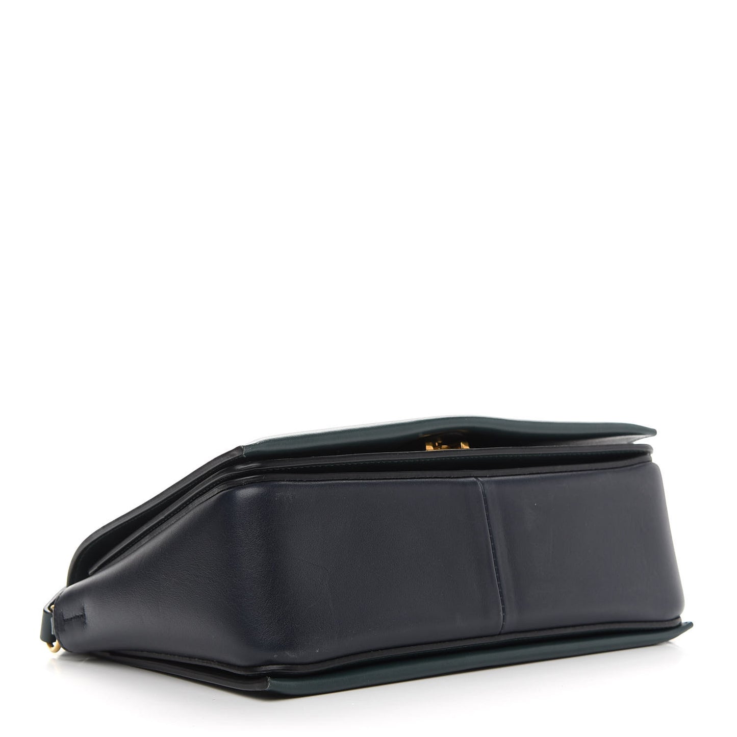Shiny Smooth Calfskin Medium Frame Shoulder Bag Amazone Dark Navy