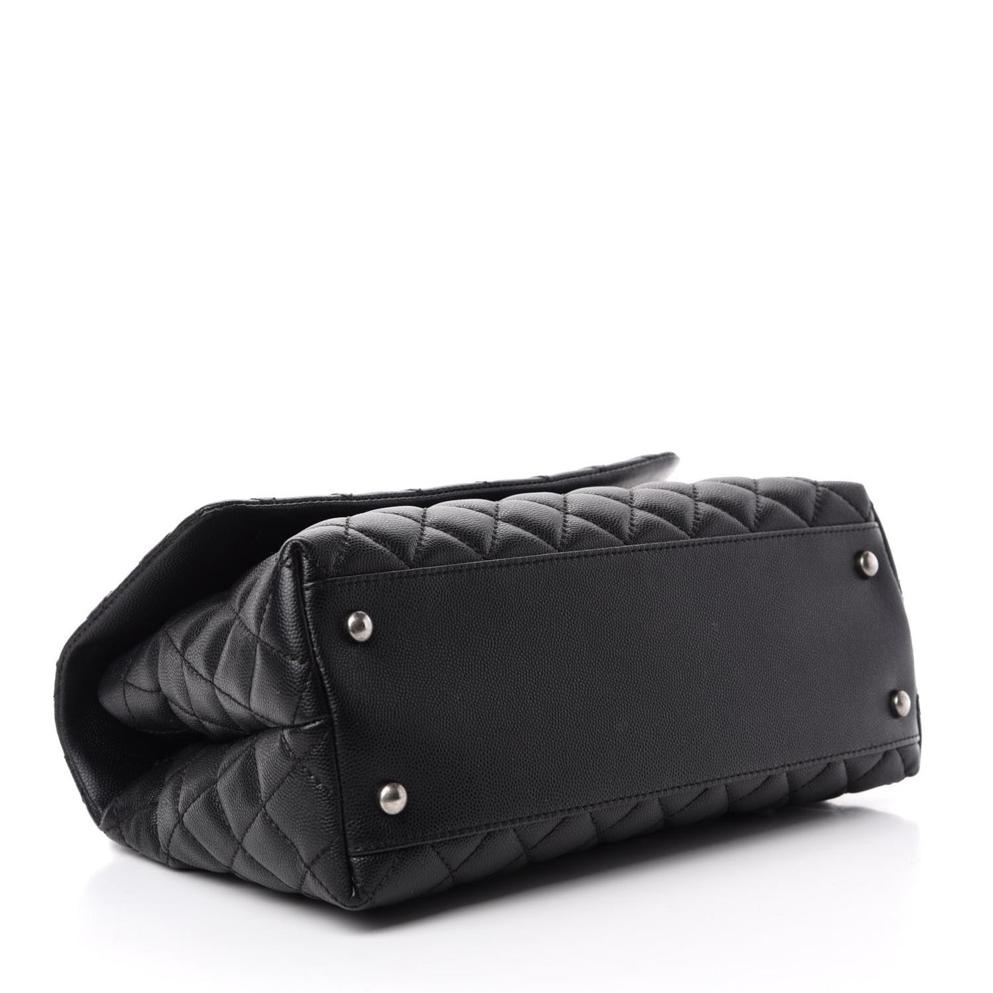 Caviar Lizard Quilted Small Coco Handle Flap Black
