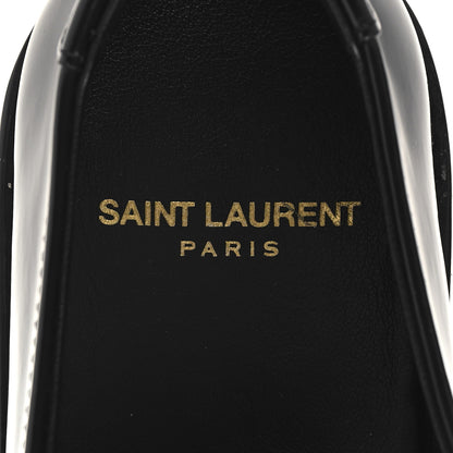 Saint Laurent Glazed Calfskin Le Loafer 15 Penny Slippers 38.5 Black 9 of 10