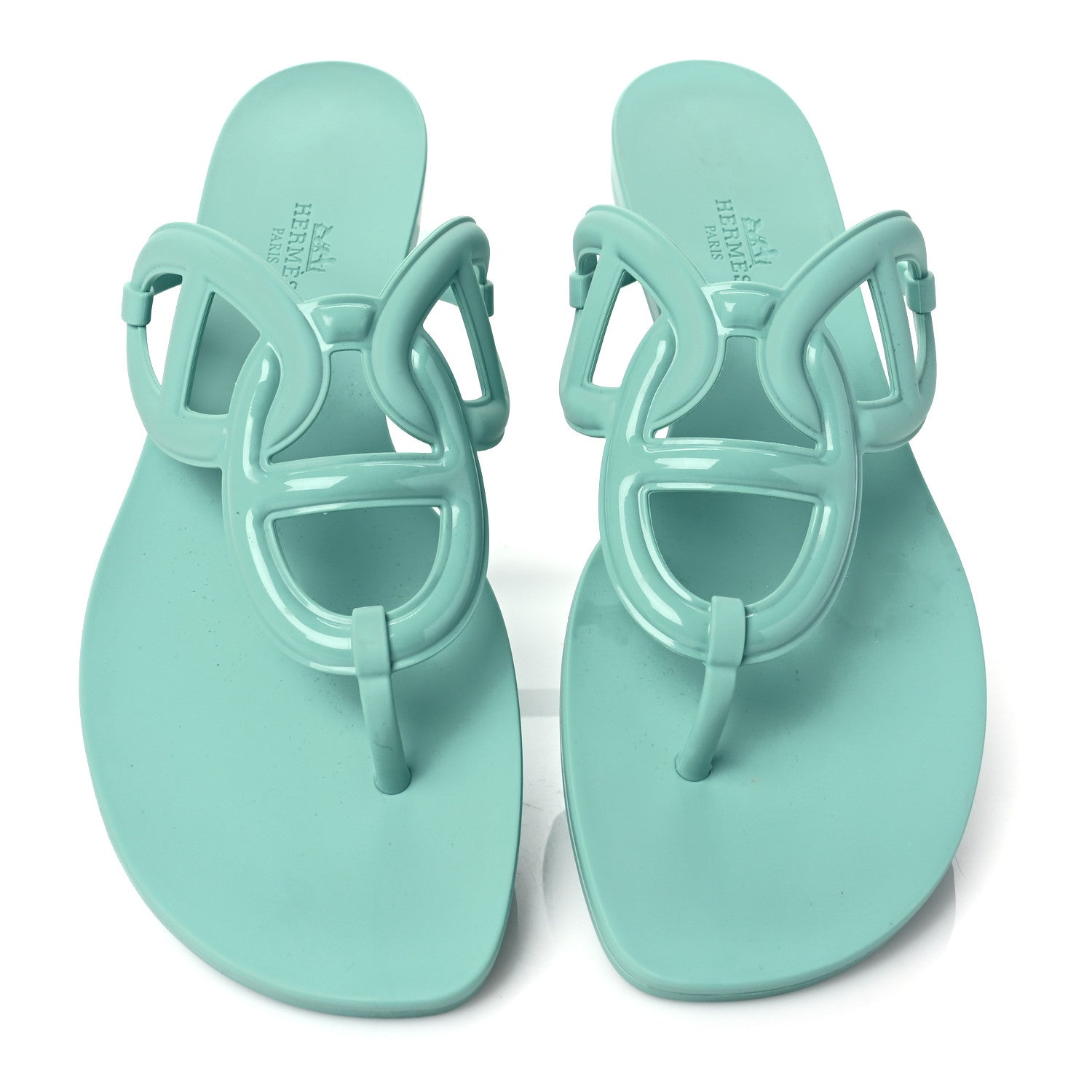 Hermes Rubber Womens Egerie Sandals 41 Vert Embrun 5 of 9