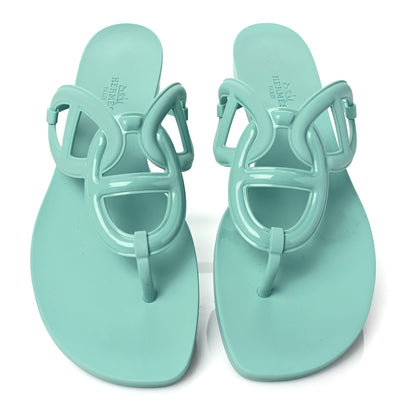 Hermes Rubber Womens Egerie Sandals 41 Vert Embrun 5 of 9