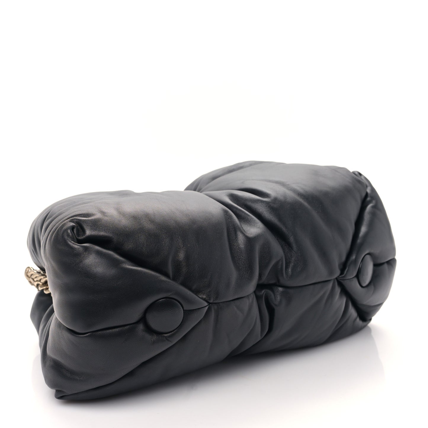 Lambskin Puffy Tobo Chain Shoulder Bag Black