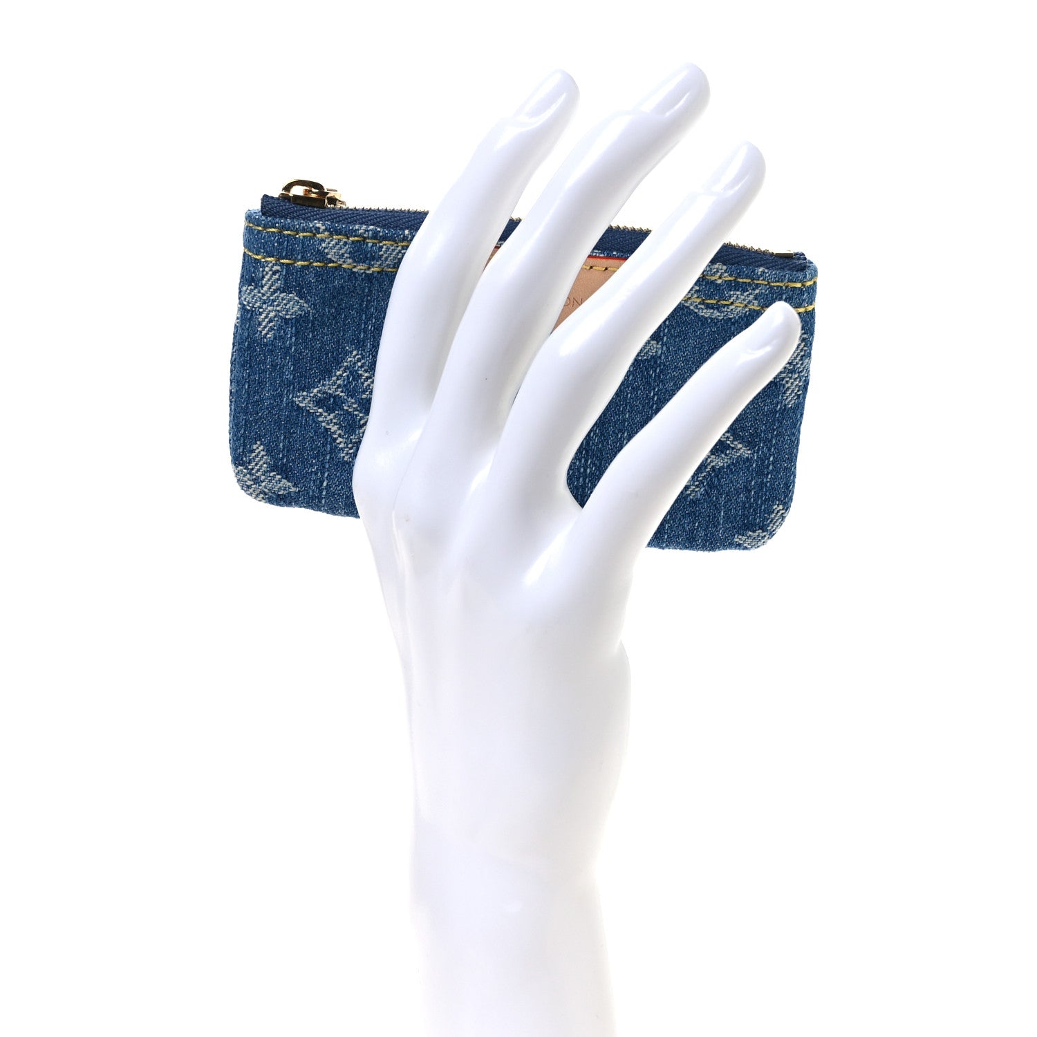 Louis Vuitton Monogram Denim Key Pouch Denim Blue 2 of 6