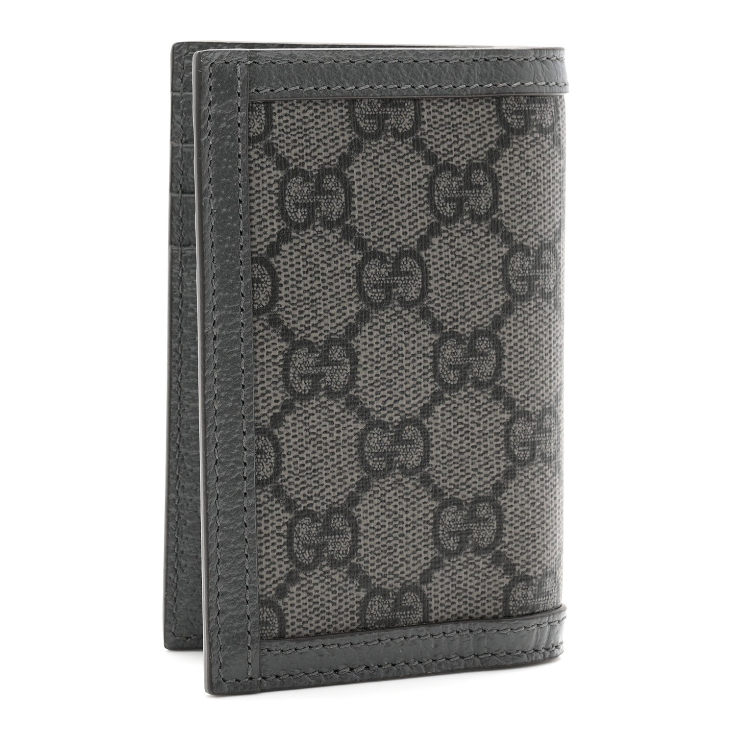 Gucci GG Supreme Monogram Textured Dollar Calfskin Ophidia Card Case Grey Black Graphite Grey 2 of 7