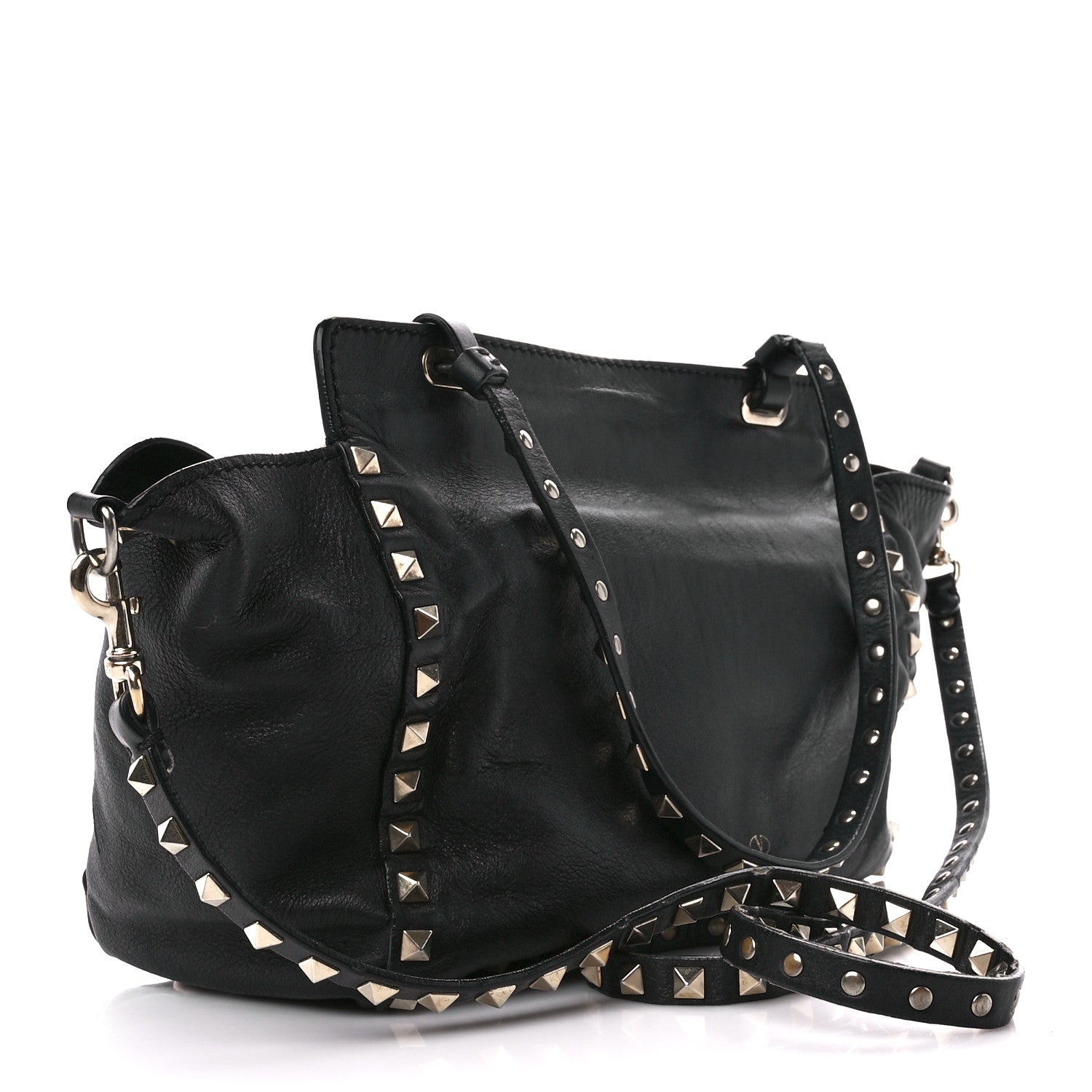 Valentino Garavani Vitello Small Rockstud Tote Black 3 of 11