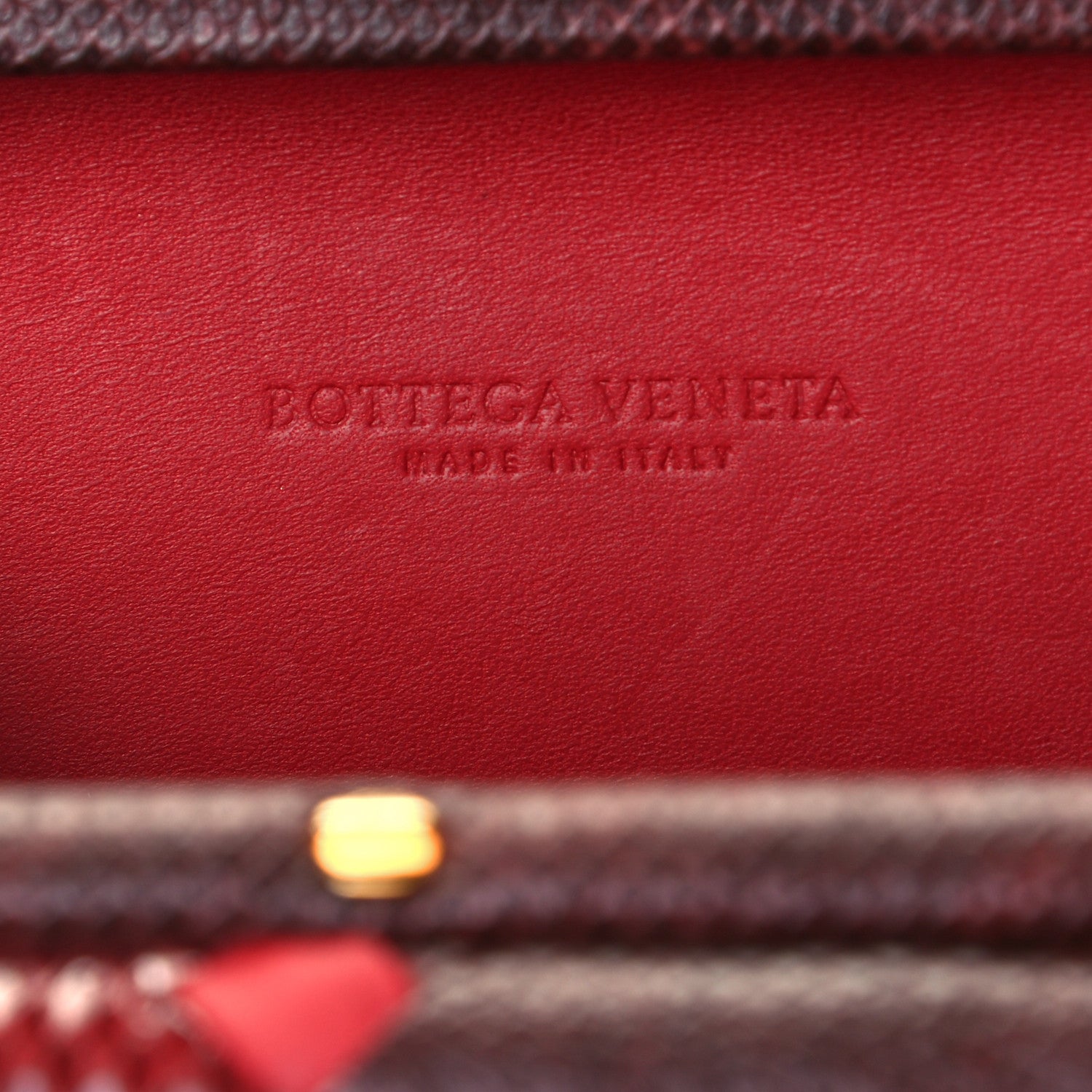 Bottega Veneta Snakeskin Nappa Intrecciato Chain Knot Clutch Bordeaux 6 of 9