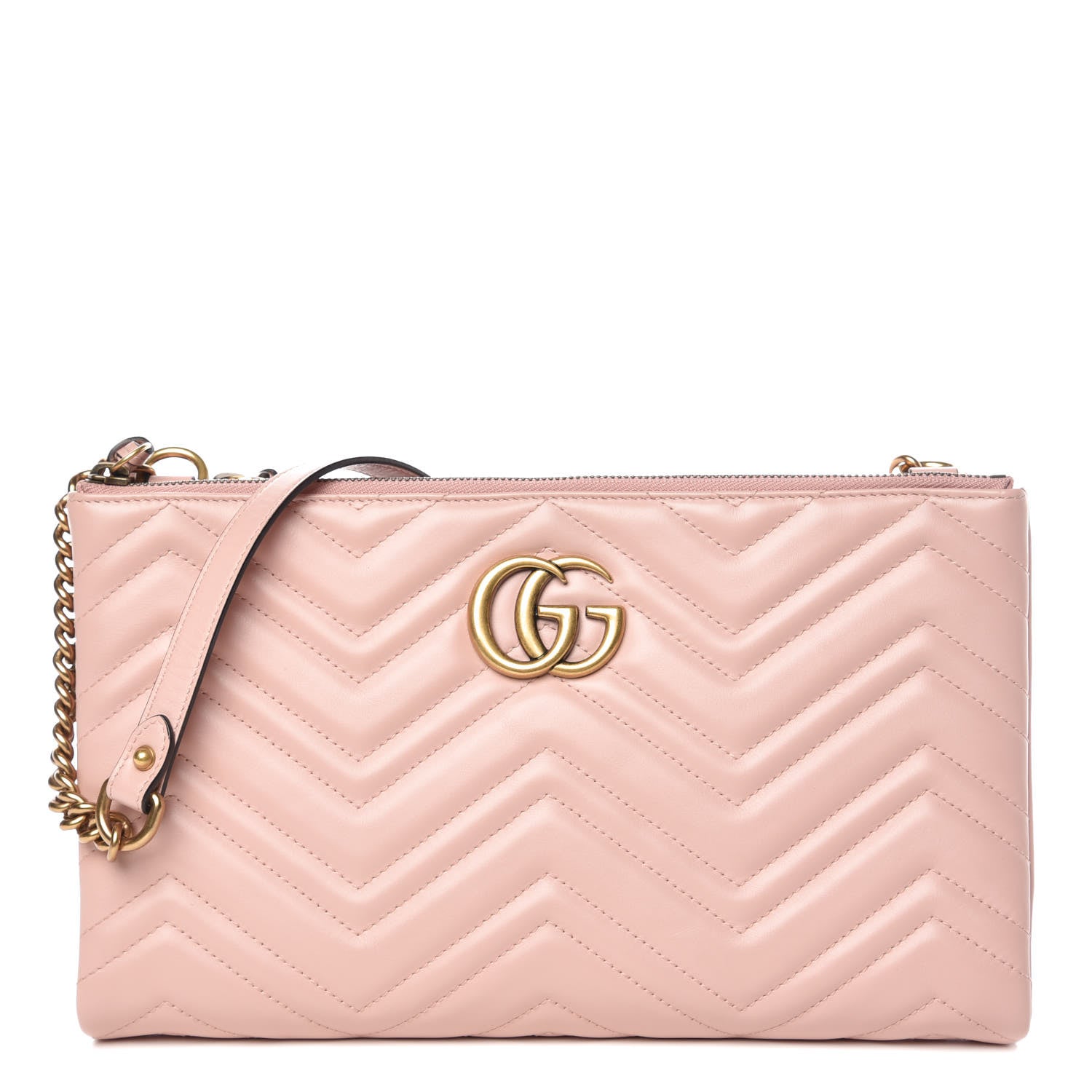 Gucci Calfskin Matelasse GG Marmont Double Zip Chain Bag Perfect Pink 1 of 11