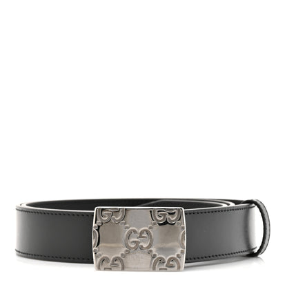Gucci Plutone Calfskin Plaque Interlocking G 30mm Belt 95 38 Black 1 of 4