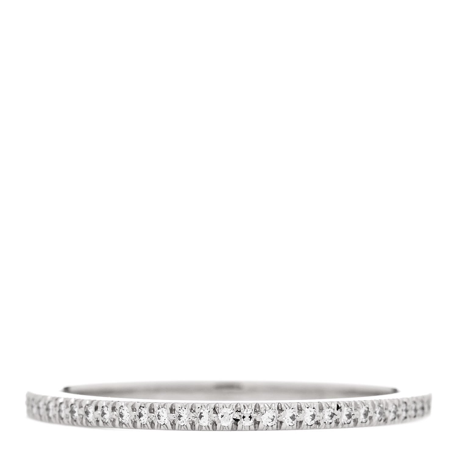Tiffany Platinum Diamond Lucida Half Circle Wedding Band Ring 53 6.5 1 of 4