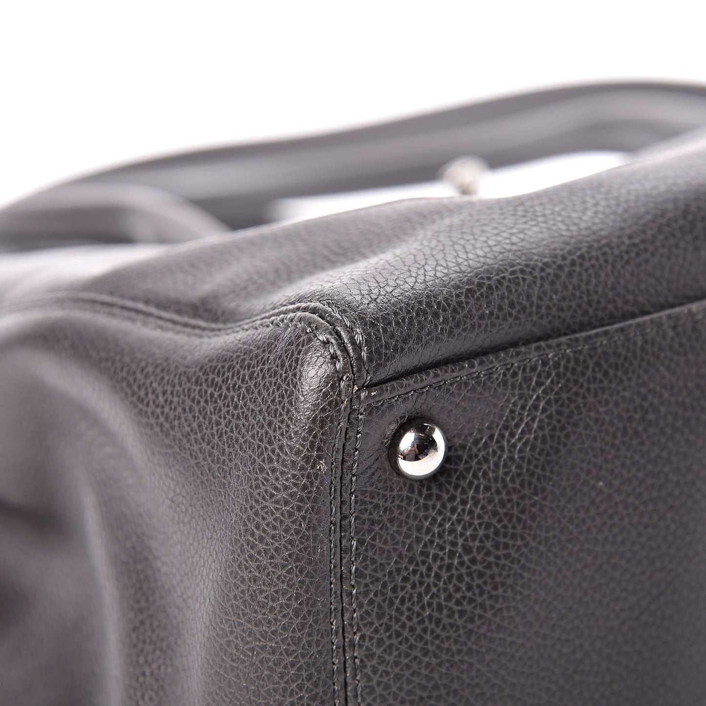 Calfskin Cerf Executive Shopper Tote Dark Grey