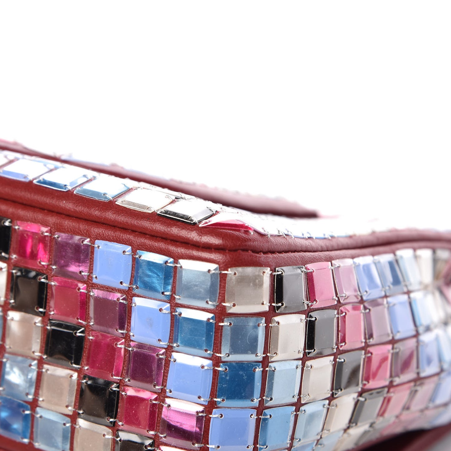 Lambskin Mosaic Medium Flap Red Multicolor