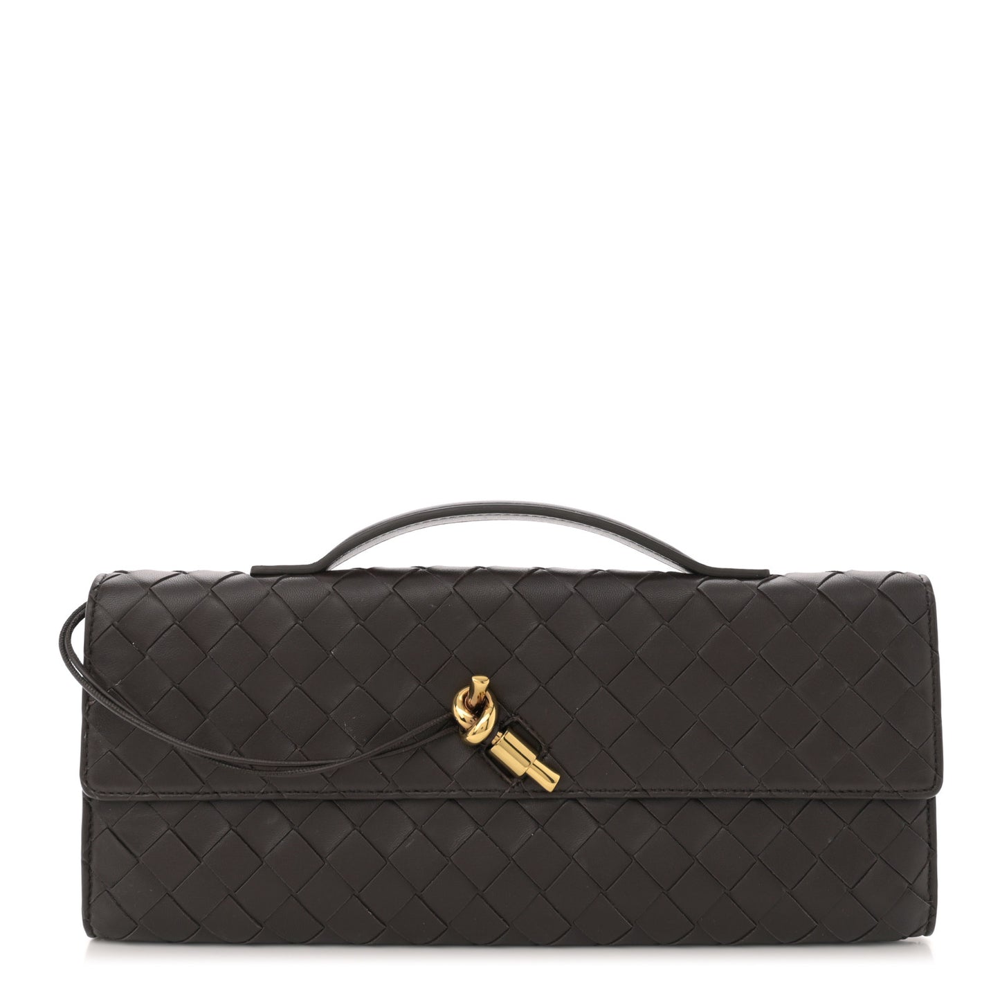 Nappa Intrecciato Long Andiamo Top Handle Clutch Fondant