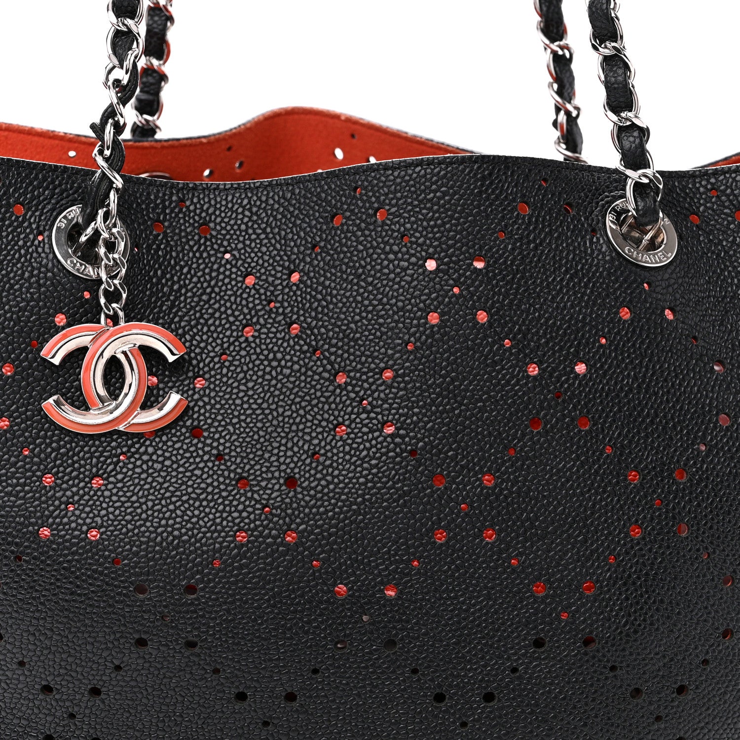 Chanel Perforated Grained Calfskin Small Shopping Tote Black 9 of 17