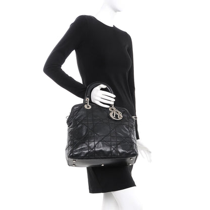Christian Dior Lambskin Cannage Medium Granville Tote Black 3 of 8