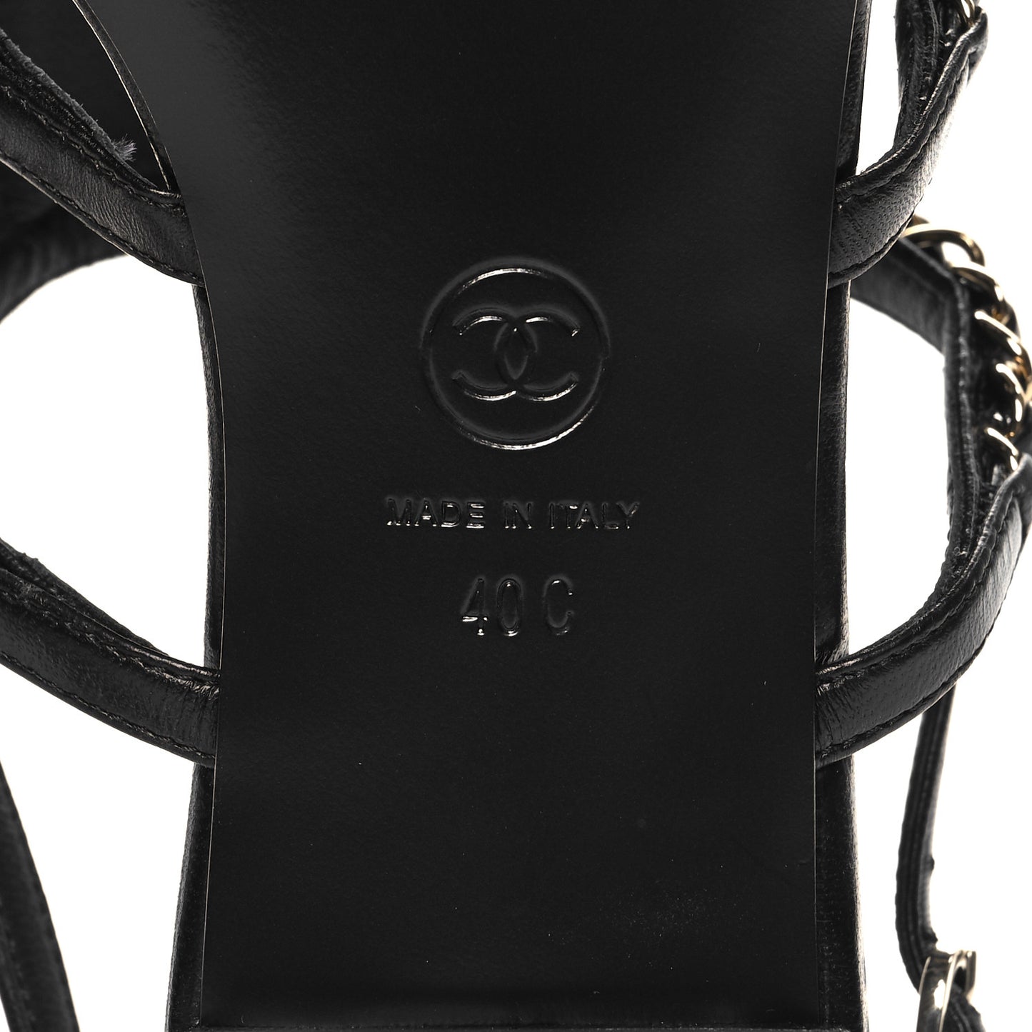 Lambskin Chain CC Sandals 40 Black