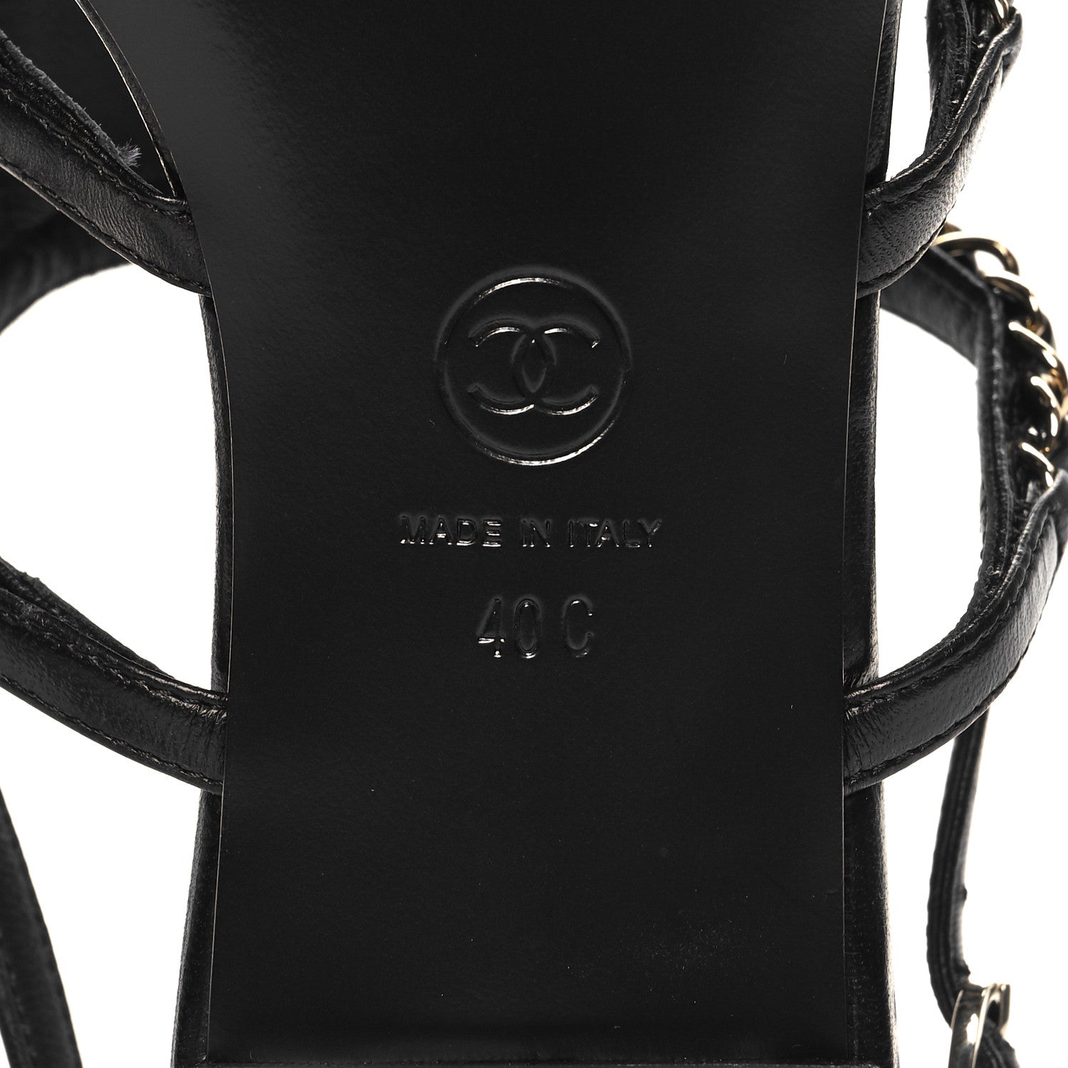 Chanel Lambskin Chain CC Sandals 40 Black 8 of 10